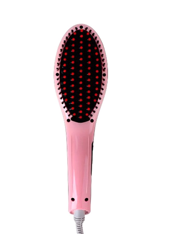 Electric Hair Straightener Brush With LCD Display Pink - Image 1