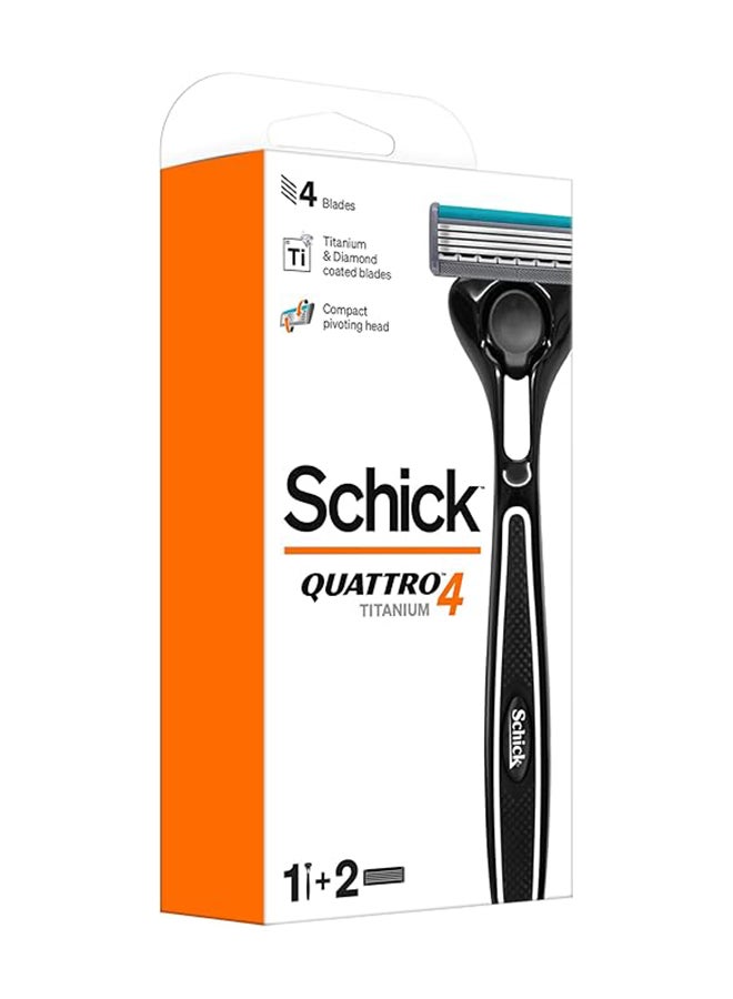 Quattro Titanium Kit 2 Razor for Men - 1 Razor & 2 cartridges