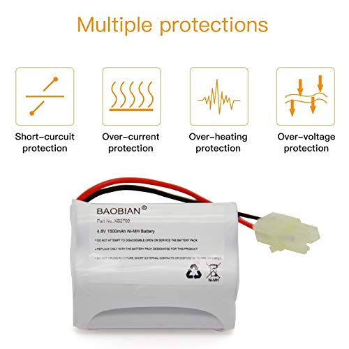 BAOBIAN XB2700 V2930 V2700Z VAC-XB2700 V2700 Replacement Battery 4.8V 1500mAh Ni-Mh Compatible with Euro Pro Shark Vacuum Carpet and Carpet Sweeper - Image 5