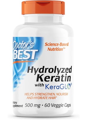 Doctor's Best Doctors Best Hydrolyzed Keratin Supports Hair Strength  Hydration NonGMO Gluten Free Soy Free 60 Veggie Caps 