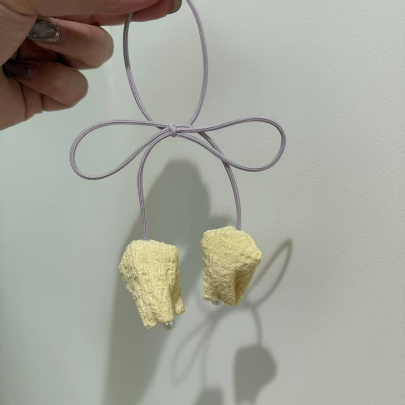 Loquat Chic Tulip Hair Tie for Ponytails Yellow Tulip Hair Rope