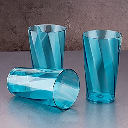 AWICKTIK Pack of 12 Plastic Unbreakable Stylish Transparent Water GlassJuice GlassBeer Plastic Glass Set 300 Ml Twister Blue - Image 5
