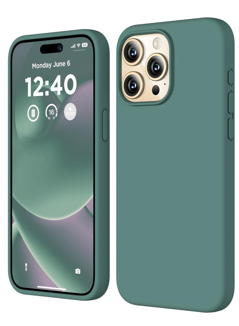 ELTRAZONE Compatible with iPhone 15 Pro Max Case, Liquid Silicone Case, Full Body Shockproof Protective Cover Slim Thin Phone Case with Soft Anti-Scratch Microfiber Lining, 6.7 inch-Pine Green - Image 1