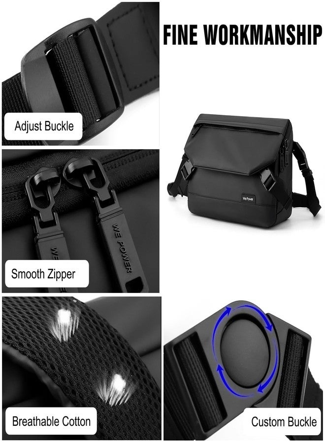 FANDARE Stylish Shoulder Bag Men's Bag Crossbody Messenger Bag Briefcases Small Sling bag for Men for Work Professional Business Office Travel Satchel Bag Black Green - Image 5