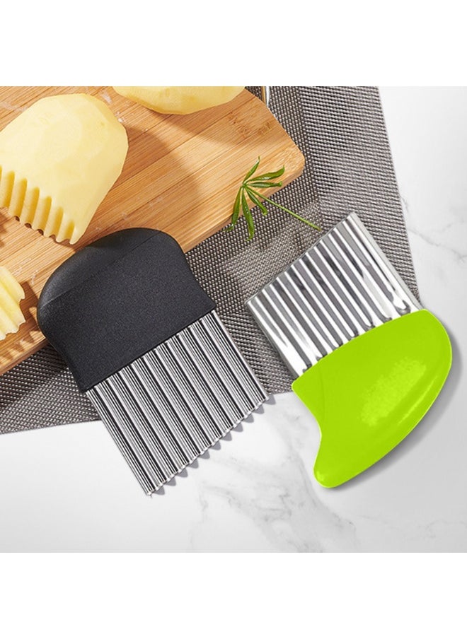 NIBEMINENT Stainless Steel Potato Wavy Cutter Kitchen Gadget Straight potato cutting (430 + PP)  - Image 5