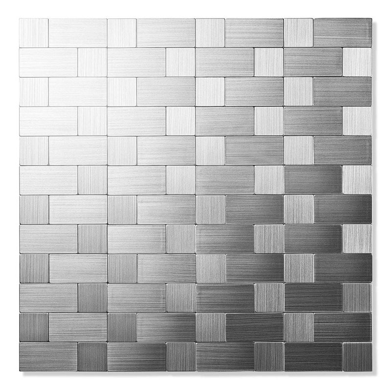 VBM Peel and Stick Metal Backsplash Tiles SelfAdhesive Aluminum Wall Decor 3D Wall Sticker Oil Waterproof for Kitchen Glosy Silver 10 - Image 1