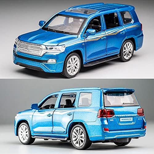 DEUSON ECOM 1:32 Scale Land Cruiser Toy Car for Kids Diecast Metal Model Toy Cars with Light Sound Pullback with Openable Door Car, Blue - Image 5