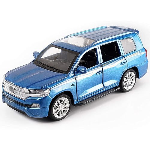 DEUSON ECOM 1:32 Scale Land Cruiser Toy Car for Kids Diecast Metal Model Toy Cars with Light Sound Pullback with Openable Door Car, Blue - Image 1