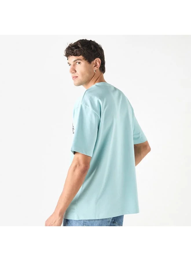 STARTER Starter Placement Print T-shirt with Crew Neck and Short Sleeves