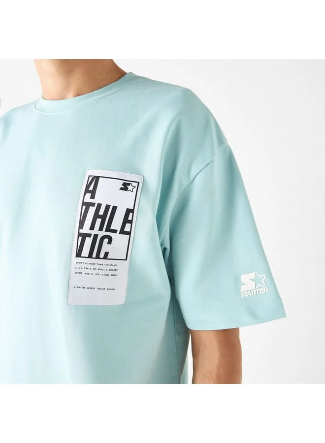 STARTER Starter Placement Print T-shirt with Crew Neck and Short Sleeves