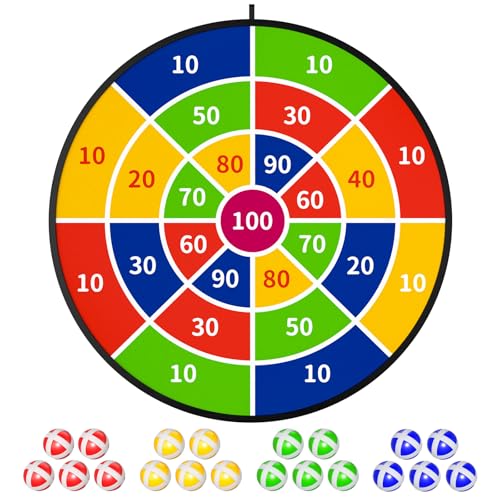 TEMI 29" Large Dart Board for Kids, Boys Toys Dartboards with 20 Balls, Indoor and Outdoor Sport Fun Party Play Game Toys, Birthday Gifts for Boys Girls 3 4 5 6 7 8 9 10 11 12 Years Old - Image 1