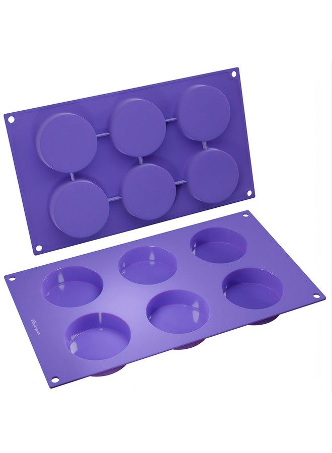 Bakerpan Silicone 2 1/2 Inch Round Disc Mold For Tarts Mini Cakes Desserts 6 Cavities Pan Set Of 2 - Image 1
