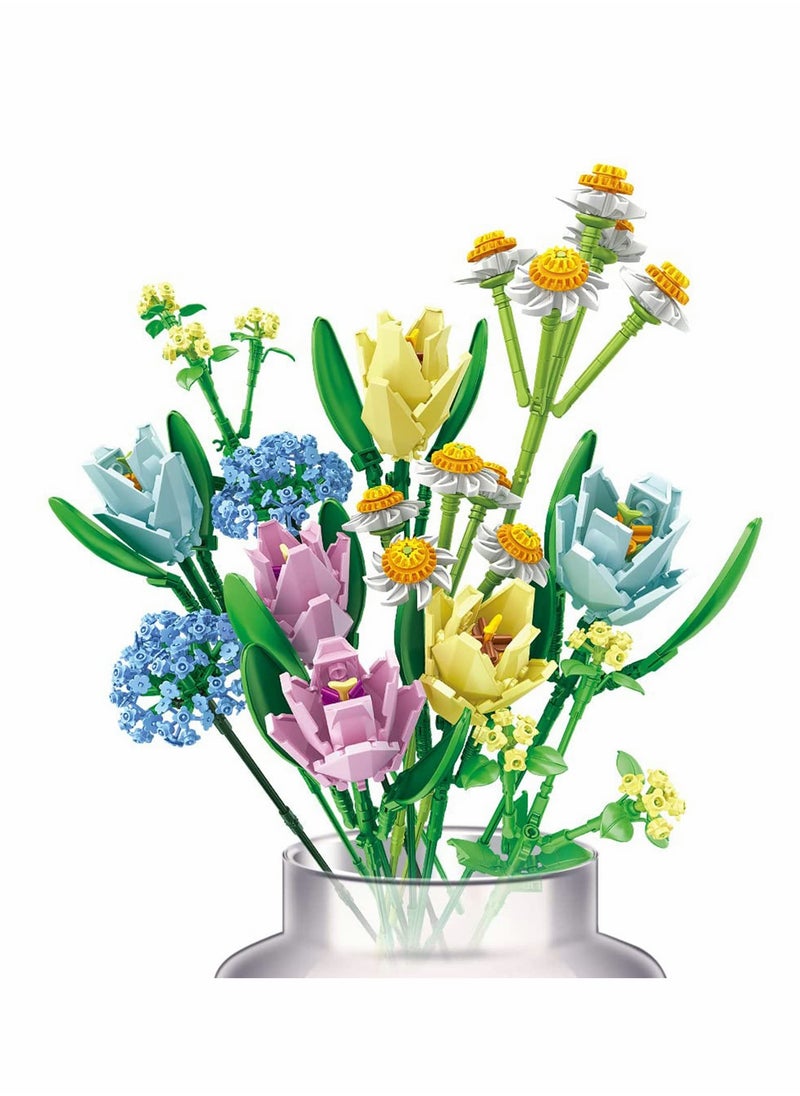 Excefore - Flower Bouquet Building Kit Tulips Blocks Sets Botanical Collection Creative Project for Adult Home Decoration Compatible with Lego - Image 1