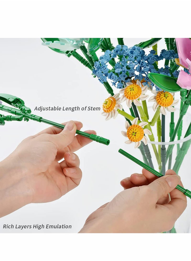 Excefore - Flower Bouquet Building Kit Tulips Blocks Sets Botanical Collection Creative Project for Adult Home Decoration Compatible with Lego - Image 1