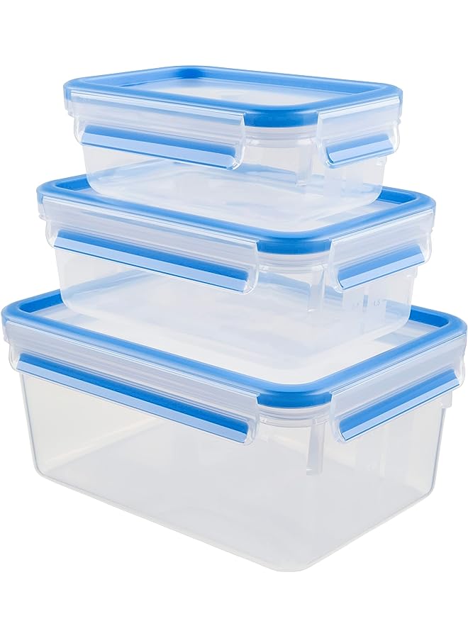 IAF K3028912 Masterseal Safe Food Container 3-piece Set (0.55 liter, 1.0 liter, 2.3 liter), Clear - Image 1
