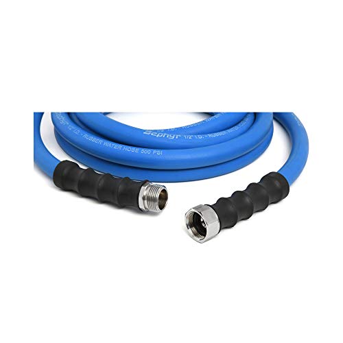 Zephyr Ultra-Performance Rubber Garden Hose - 1/2" x 15' (4.57m) w/ 10 year Warranty - With Brass End-fittings, Blue - Image 4