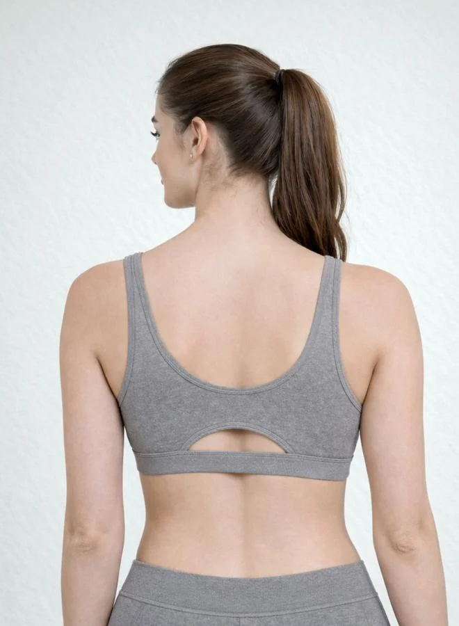 Take Two Grey Seamless Non Wired Non Padded Active Sport Bra By Lazzycat