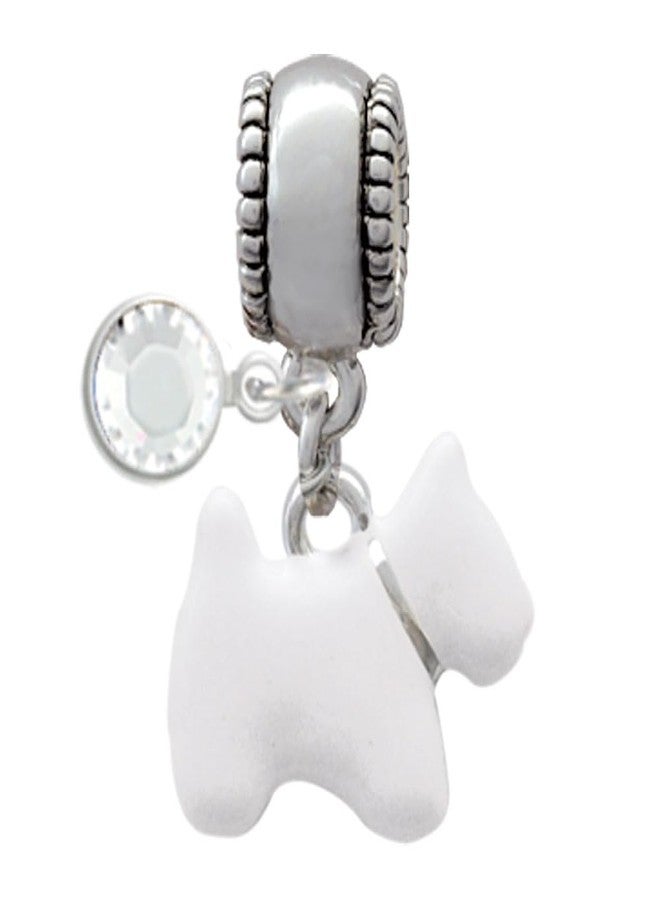 Delight Beads White Westie Dog Charm Bead with Clear Crystal - Image 2