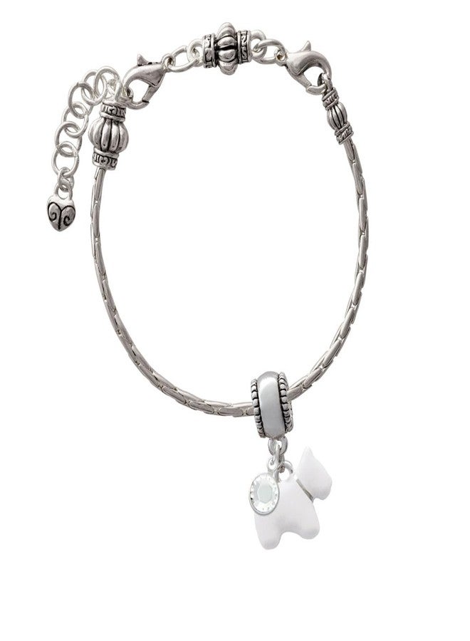 Delight Beads White Westie Dog Charm Bead with Clear Crystal - Image 3