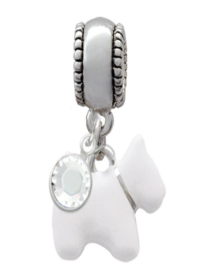 Delight Beads White Westie Dog Charm Bead with Clear Crystal - Image 1