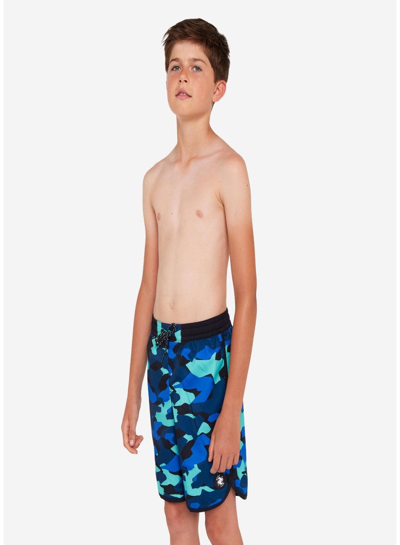 OLAIAN OLAIAN by DECATHLON, SWIMMING SHORTS 500 - BLUE/CAMO  - Image 2