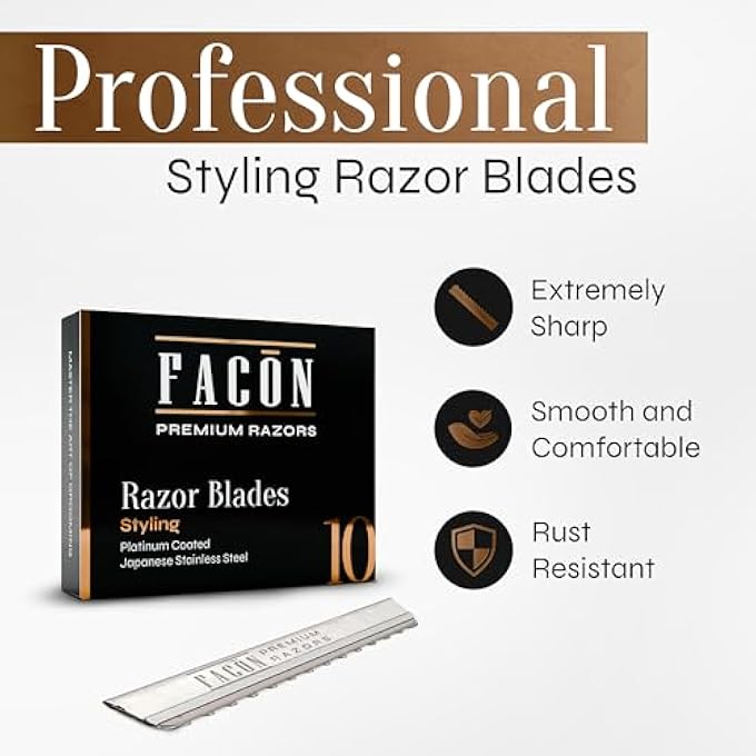 FACON Facn Professional Hair Styling Thinning Texturizing Cutting Feather Razor Replacement Blades  10 Count - Image 3