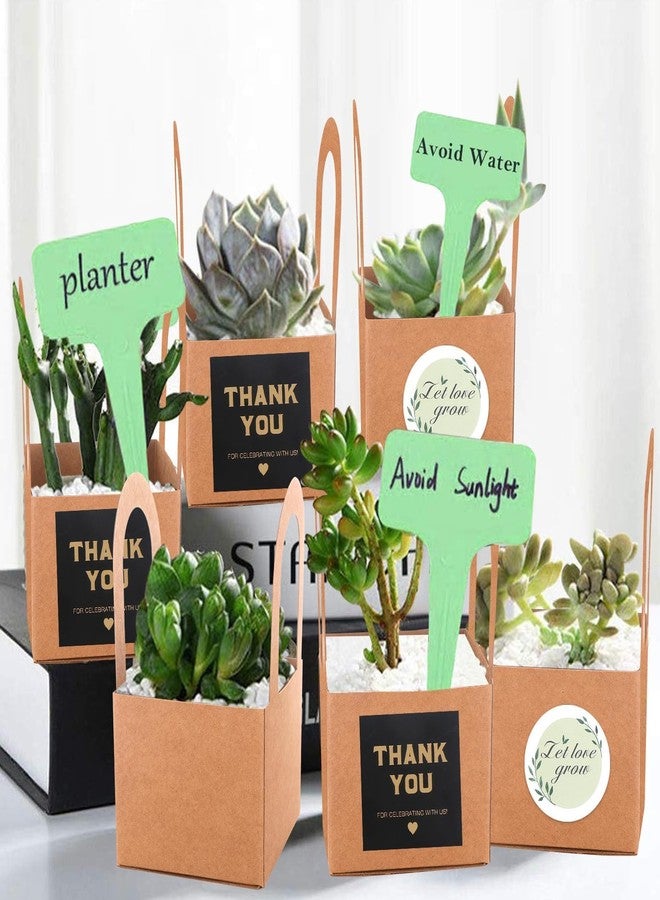Beupy 60 Pcs Succulent Wrap Bags Bulk 2.75 Inch Mini Kraft Paper Succulent Wrap Bags with Handles & Thank You Stickers for Wedding Baby Shower Succulent Party Favors for Guests - Image 5