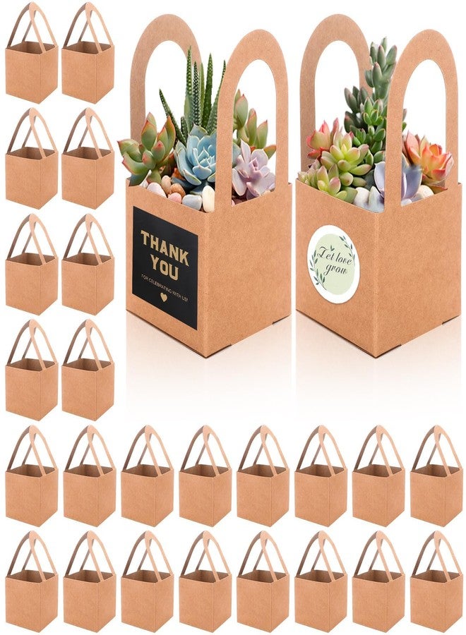 Beupy 60 Pcs Succulent Wrap Bags Bulk 2.75 Inch Mini Kraft Paper Succulent Wrap Bags with Handles & Thank You Stickers for Wedding Baby Shower Succulent Party Favors for Guests - Image 1