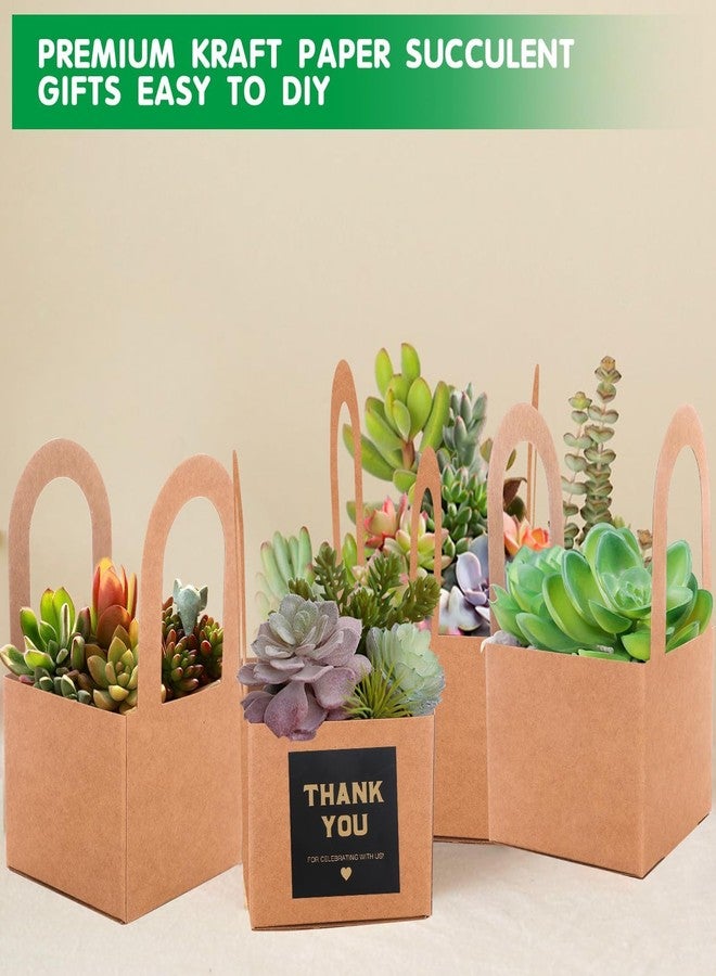 Beupy 60 Pcs Succulent Wrap Bags Bulk 2.75 Inch Mini Kraft Paper Succulent Wrap Bags with Handles & Thank You Stickers for Wedding Baby Shower Succulent Party Favors for Guests - Image 4