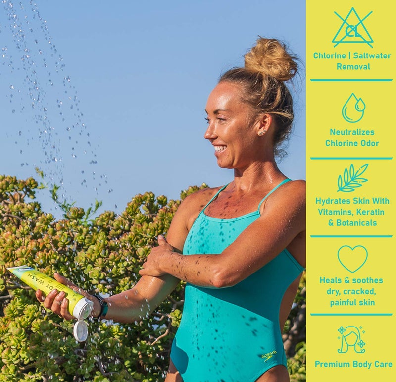 Triswim غسول الجسم TRISWIM لإزالة الكلور 8.5 أونصة سائلة | يزيل الكلور، البروم، المعادن الصلبة ومياه البحر | يرطب ويعيد نضارة البشرة | صابون مرطب للسباحين والرياضيين - Image 2