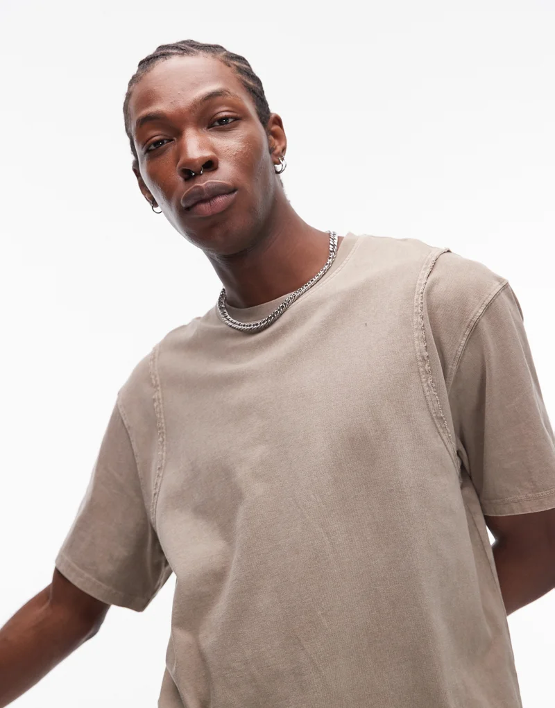 توب مان Crew Neck Oversized Fit Washed T-Shirt