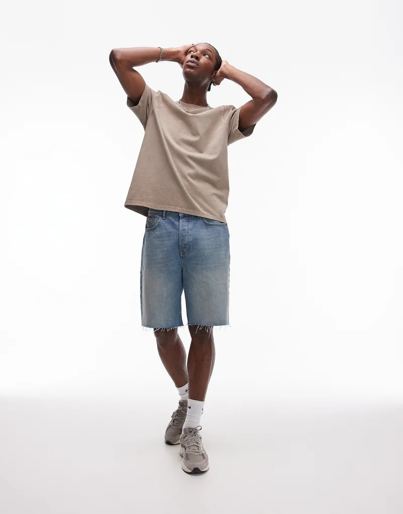 توب مان Crew Neck Oversized Fit Washed T-Shirt
