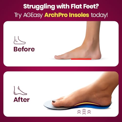 AGEasy Insoles for Flat Feet and Plantar Fasciitis with Rebound Relief Technology for Arch Support (White, Small, 5-6 UK) - Image 5