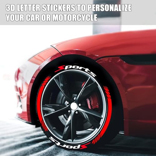 AutoBizarre DIY Sports 3D Letters Rubber Tyre Stickers Kit for Decoration Styling Universal for All Cars, Vans, Trucks, Motorcycles (Red) - Image 2