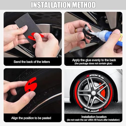 AutoBizarre DIY Sports 3D Letters Rubber Tyre Stickers Kit for Decoration Styling Universal for All Cars, Vans, Trucks, Motorcycles (Red) - Image 4