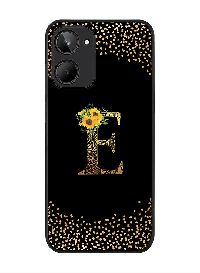 Stylizedd Cover for Realme 10 4G Case , Rugged Black Slim fit Phone Cases   - Custom Monogram Initial Letter Mandala Floral Pattern Alphabet-E (Dark Pink Rose) - Image 1