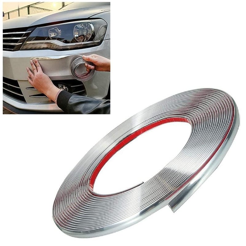 Fabbay شريط تزيين كروم نافذة جانبية مخصص مزخرف لسيارة | شريط كروم نافذة السيارة متر (5م) - Image 1