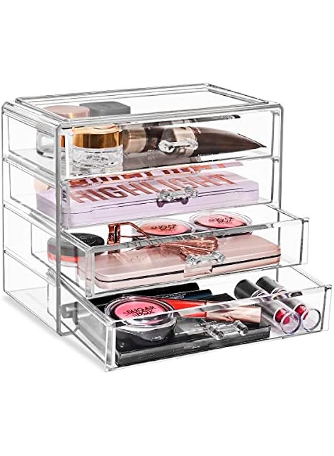 Arabest Makeup Organizer - 4 Drawer Acrylic Make Up Organizers and Storage for Cosmetics, Jewelry, Beauty Supplies, Clear Makeup Organizer for Vanity, Girl's Room, College Dorm, Counter, Bathroom-Sinks  - Image 1
