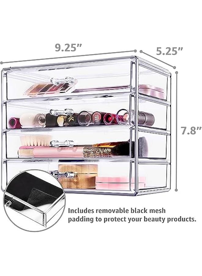 Arabest Makeup Organizer - 4 Drawer Acrylic Make Up Organizers and Storage for Cosmetics, Jewelry, Beauty Supplies, Clear Makeup Organizer for Vanity, Girl's Room, College Dorm, Counter, Bathroom-Sinks  - Image 3