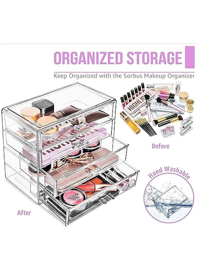 Arabest Makeup Organizer - 4 Drawer Acrylic Make Up Organizers and Storage for Cosmetics, Jewelry, Beauty Supplies, Clear Makeup Organizer for Vanity, Girl's Room, College Dorm, Counter, Bathroom-Sinks  - Image 5