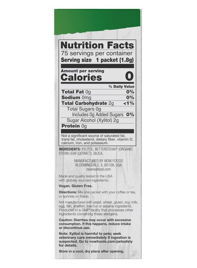 now , Xylitol Plus Sweetener Packets with BetterStevia®, Zero Calories, Low Glycemic Impact, 75 Packets (Packaging May Vary) - Image 4