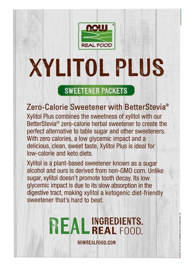 now , Xylitol Plus Sweetener Packets with BetterStevia®, Zero Calories, Low Glycemic Impact, 75 Packets (Packaging May Vary) - Image 2