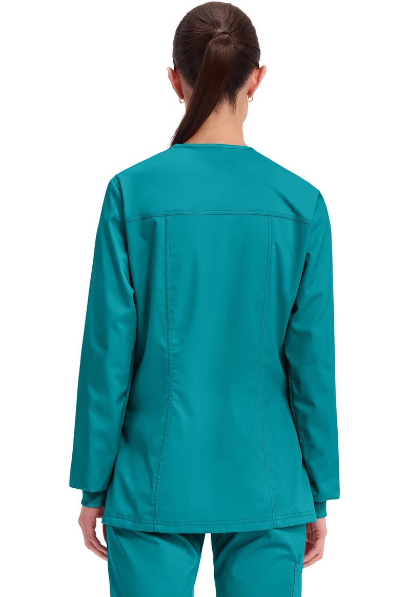 Cherokee Women's Snap Front Warm-up Jacket, Teal Blue, Small - Image 4