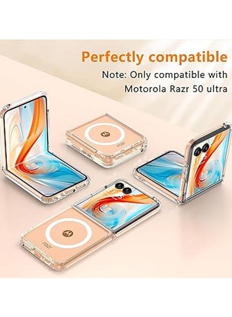 Magnetic Case Compatible with Motorola Razr 50 Ultra, Transparent Hard PC Shockproof Yellowing Anti-Scratch Cover For Ultra - Image 2