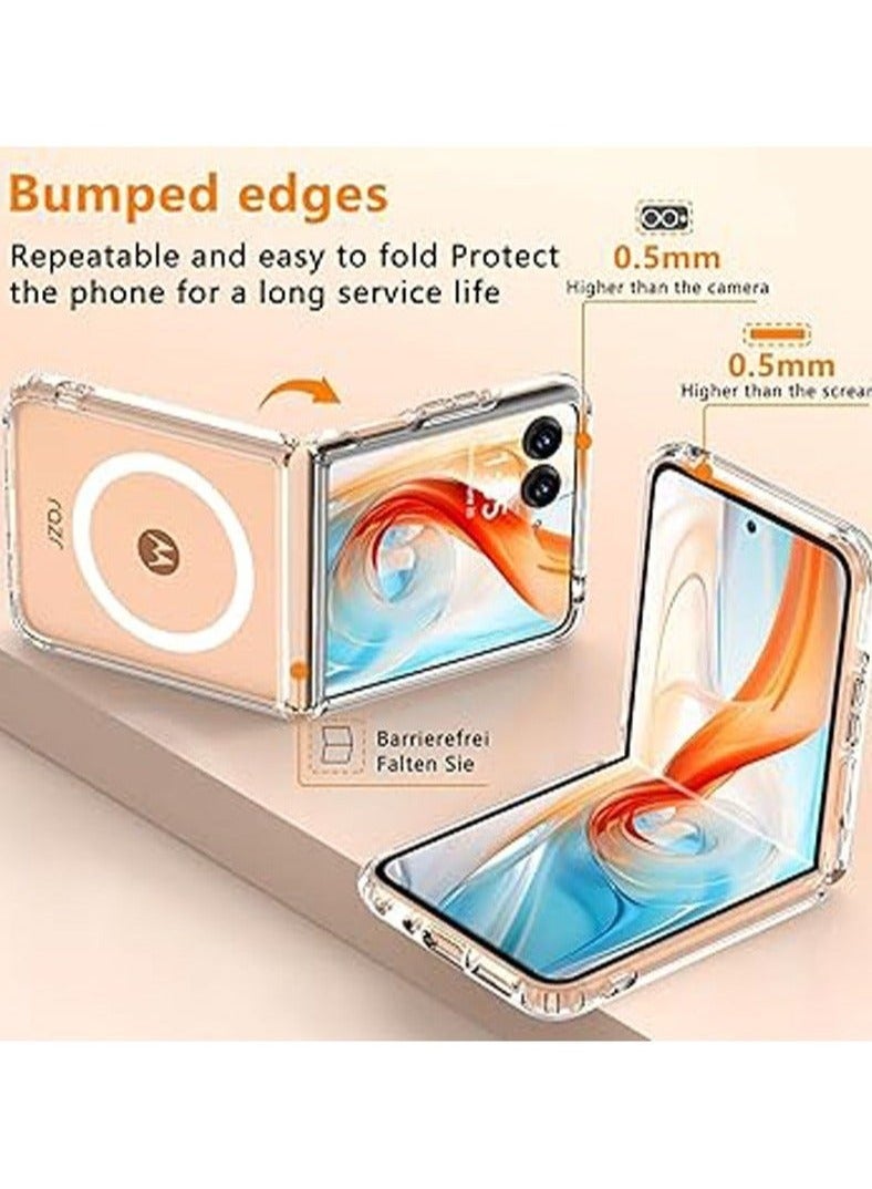 Magnetic Case Compatible with Motorola Razr 50 Ultra, Transparent Hard PC Shockproof Yellowing Anti-Scratch Cover For Ultra - Image 3