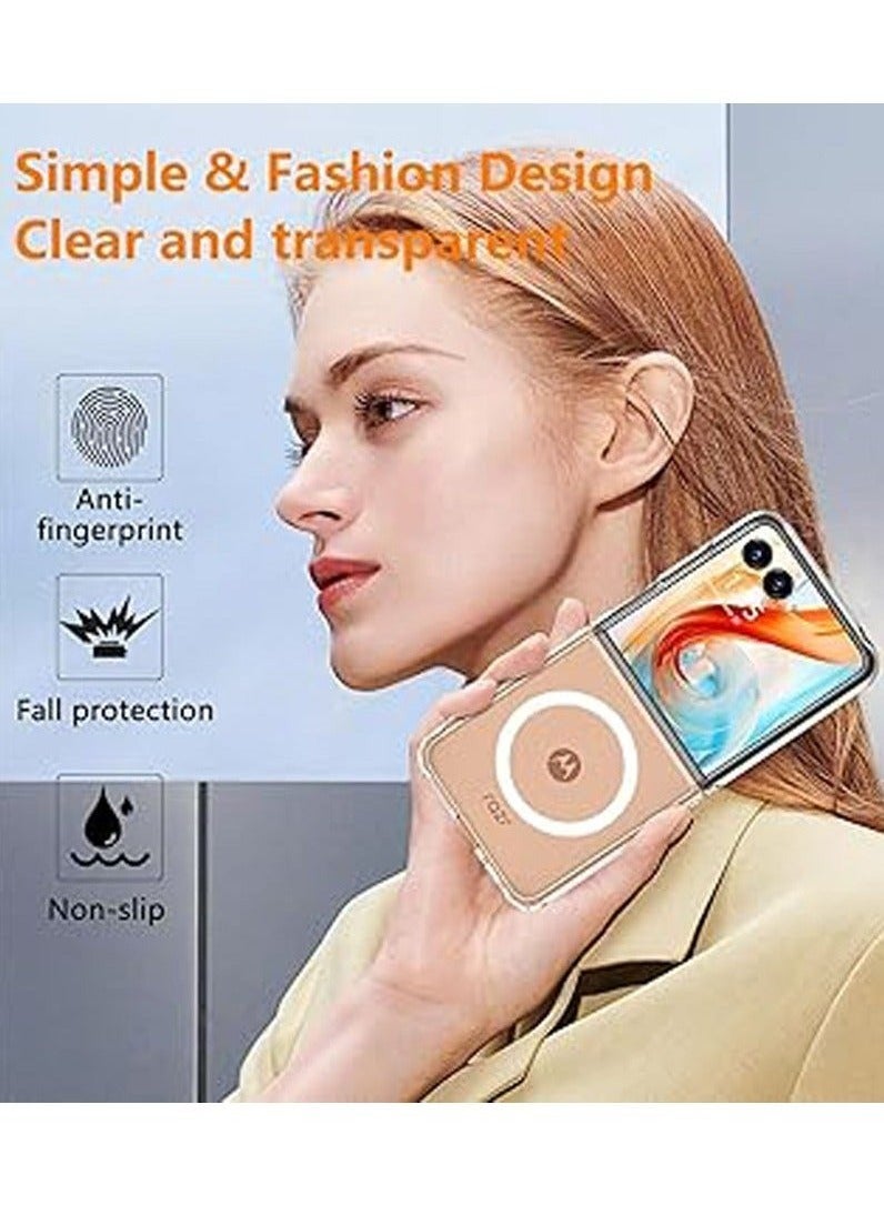 Magnetic Case Compatible with Motorola Razr 50 Ultra, Transparent Hard PC Shockproof Yellowing Anti-Scratch Cover For Ultra - Image 5
