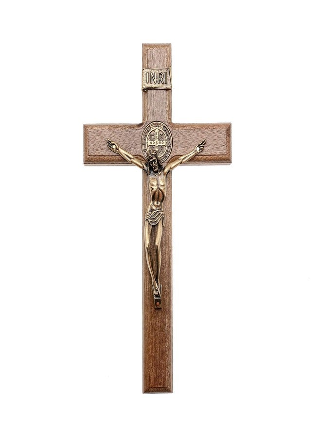 Intercession Wall Wood Cross Crucifix (10 in - Antique Gold) - Image 4