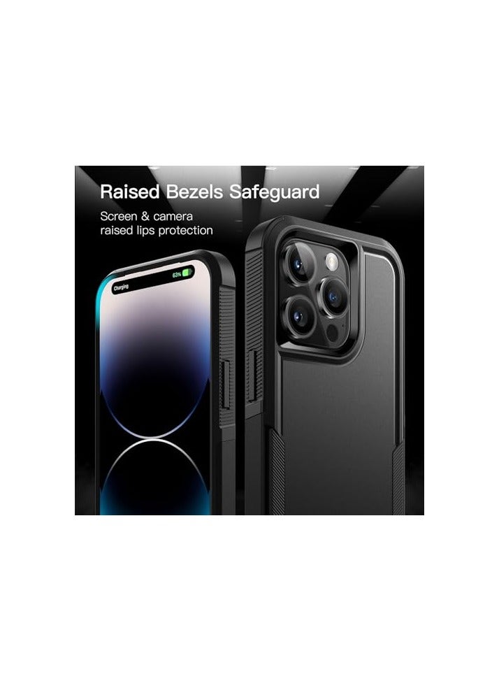 جي تيك حافظة JETech لهاتف iPhone 14 Pro Max مقاس 6.7 بوصة، حماية قوية بطبقة مزدوجة شديدة التحمل، غطاء هاتف متين واقٍ مقاوم للصدمات مع ظهر غير لامع (أسود) - Image 3