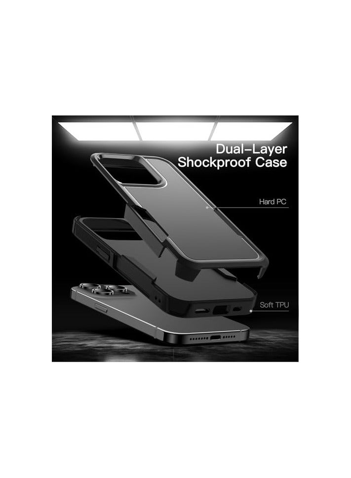 جي تيك حافظة JETech لهاتف iPhone 14 Pro Max مقاس 6.7 بوصة، حماية قوية بطبقة مزدوجة شديدة التحمل، غطاء هاتف متين واقٍ مقاوم للصدمات مع ظهر غير لامع (أسود) - Image 5