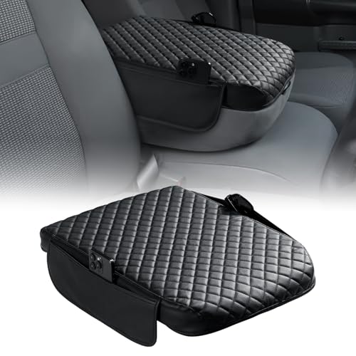 JOYTUTUS Center Console Cover Compatible with 20022012 Ram 1500 2500 3500 Jump Seat Console Leather Arm Rest Armrest Cover for Car Middle Console Cover Car Arm Rest Cover Replacement with 2 Pocket - Image 1